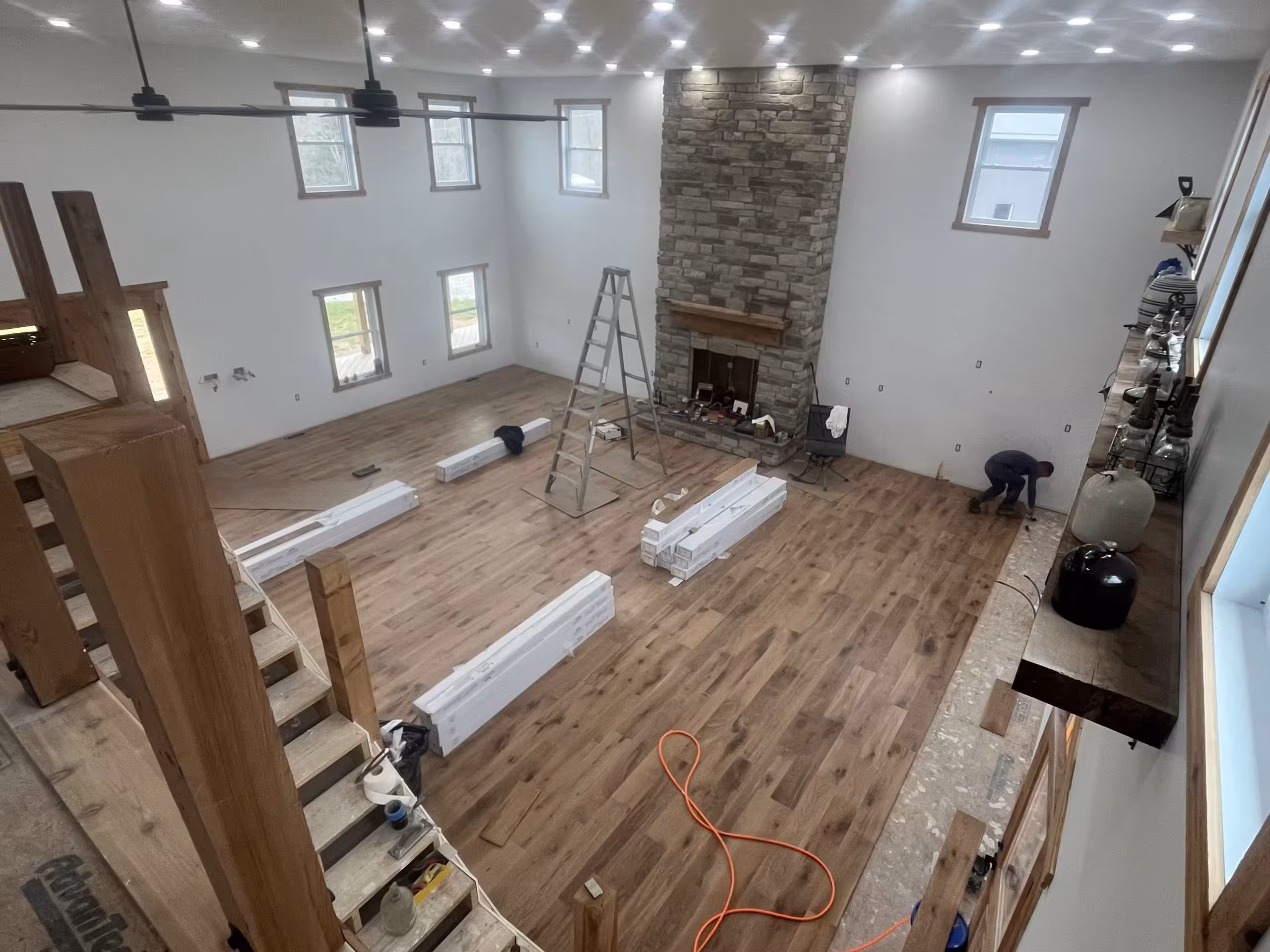 Graf Timber Inc. white oak flooring boards in production